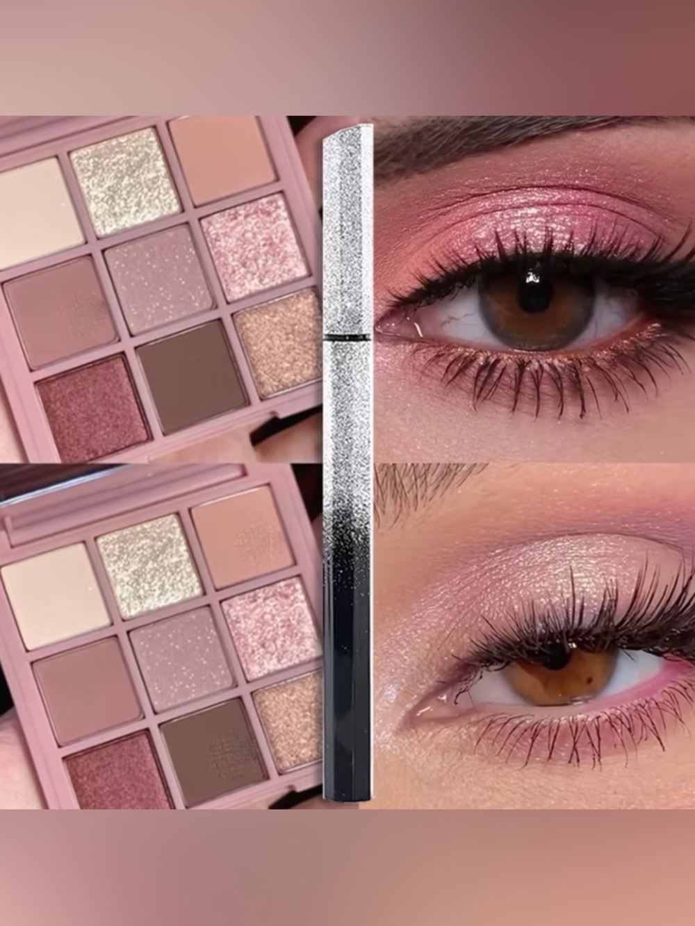Target Pink Eyeshadow Palette with Sparkle Silver Liquid Eye Gloss